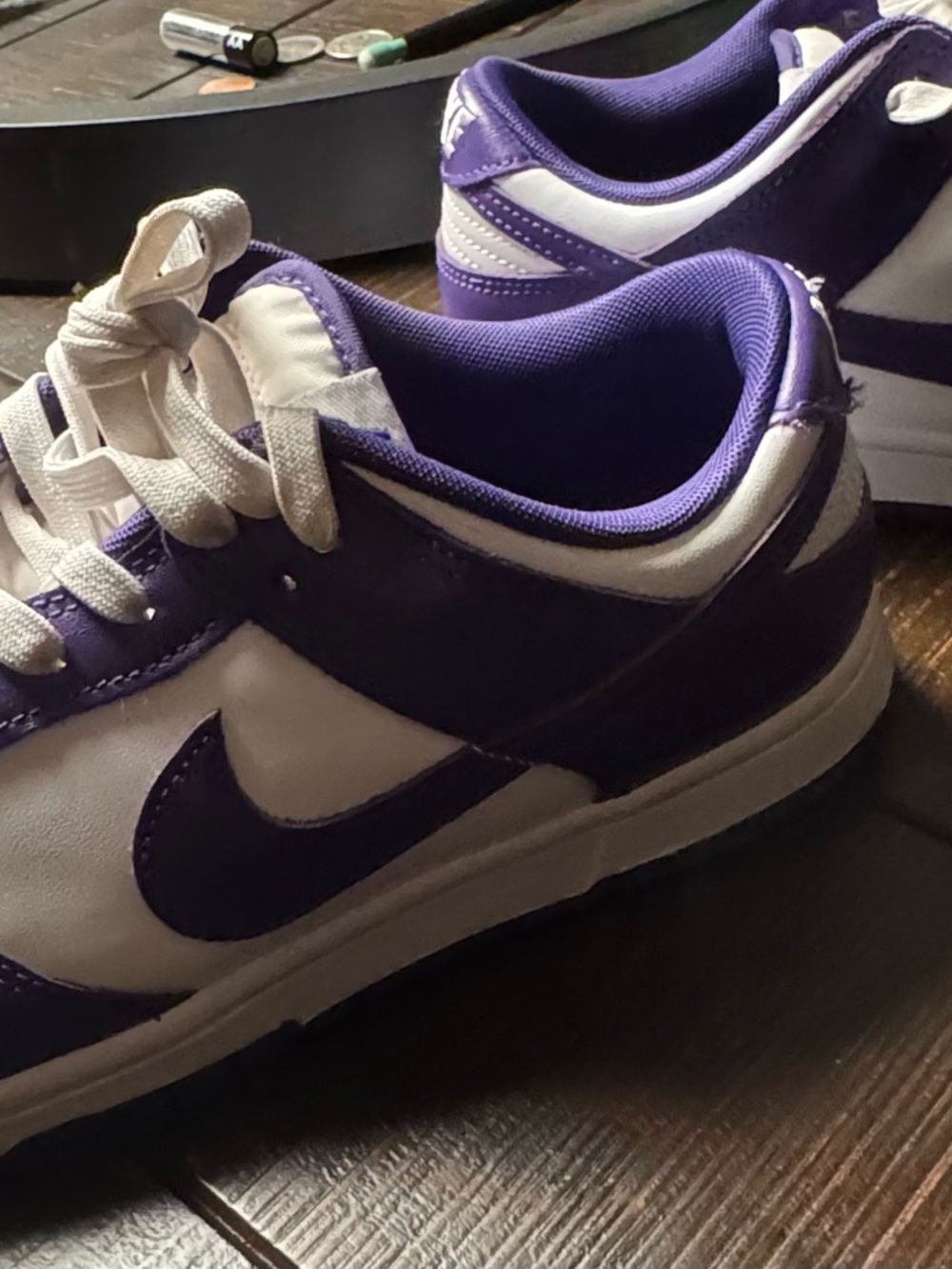 Nike White and Purple Low-Top Sneakers